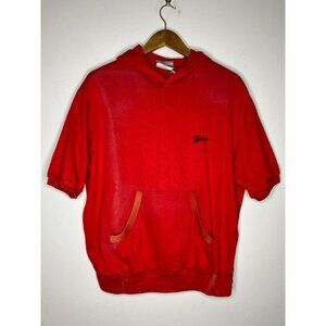 Vintage 80's Pipeline Surf Red Short Sleeve Hoodie Men's XL Pullover New FLAWED